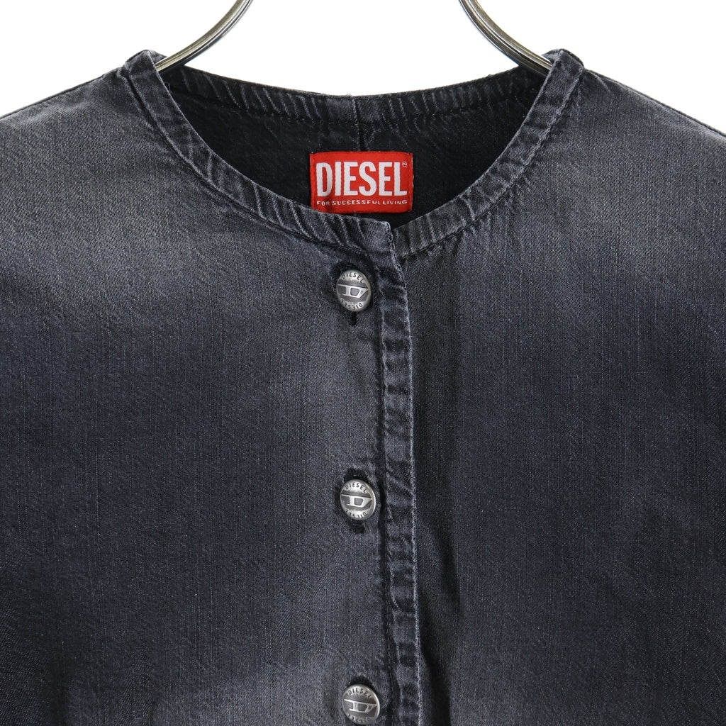 DIESEL(ディーゼル) DE-TERRI-S Cropped Jacket In Lightweight Denim クロップドジャケットインライトウェイトデニム ノーカラーデニムジャケット レディース ブラック A21715068VM