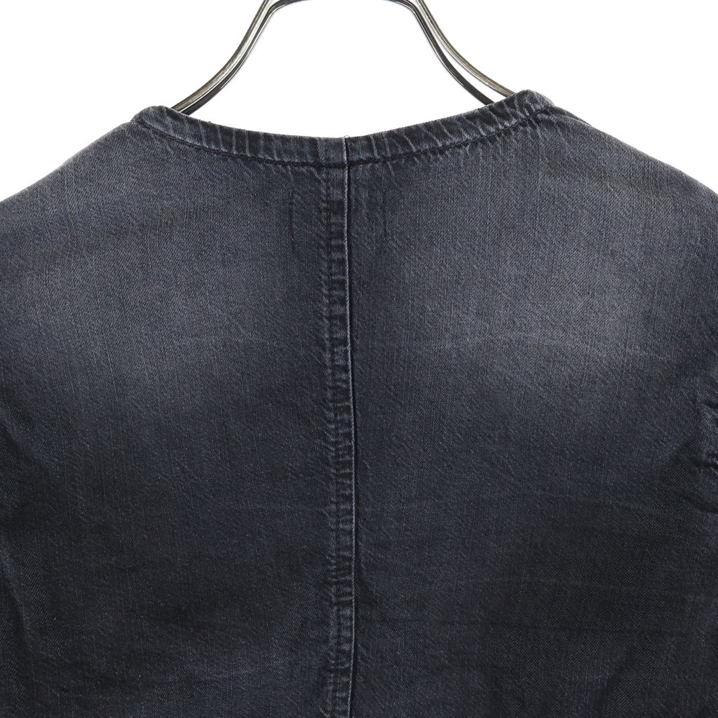 DIESEL(ディーゼル) DE-TERRI-S Cropped Jacket In Lightweight Denim クロップドジャケットインライトウェイトデニム ノーカラーデニムジャケット レディース ブラック A21715068VM