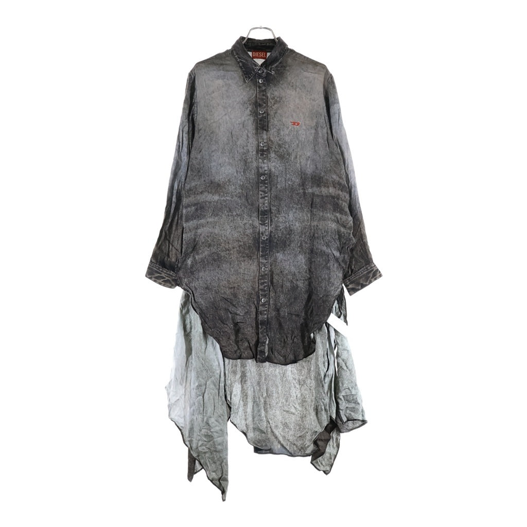 DIESEL(ディーゼル) D-ILETTA Midi Dress ラップシャツミディアムドレス トロンプルイユグラフィックワンピース レディース マルチ A185770LKCT