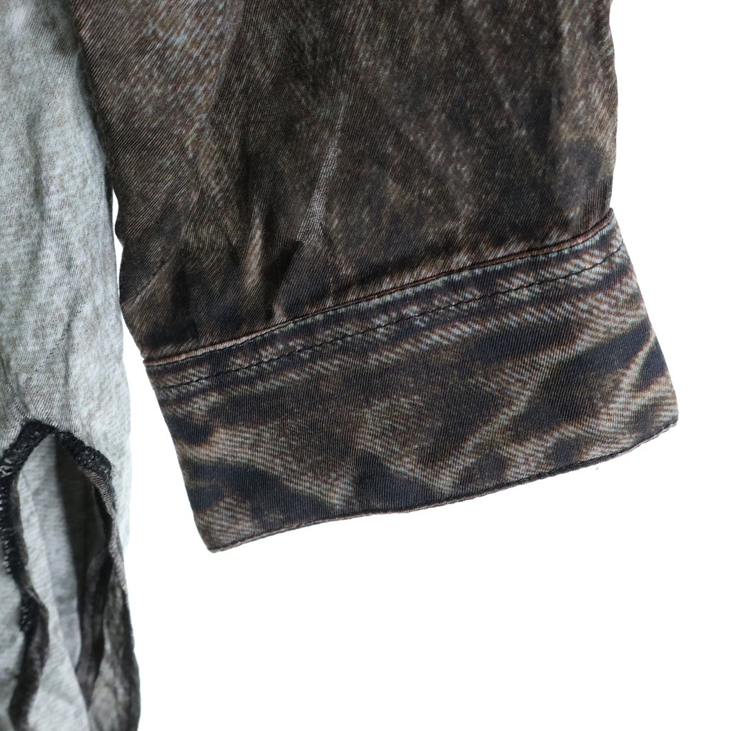 DIESEL(ディーゼル) D-ILETTA Midi Dress ラップシャツミディアムドレス トロンプルイユグラフィックワンピース レディース マルチ A185770LKCT