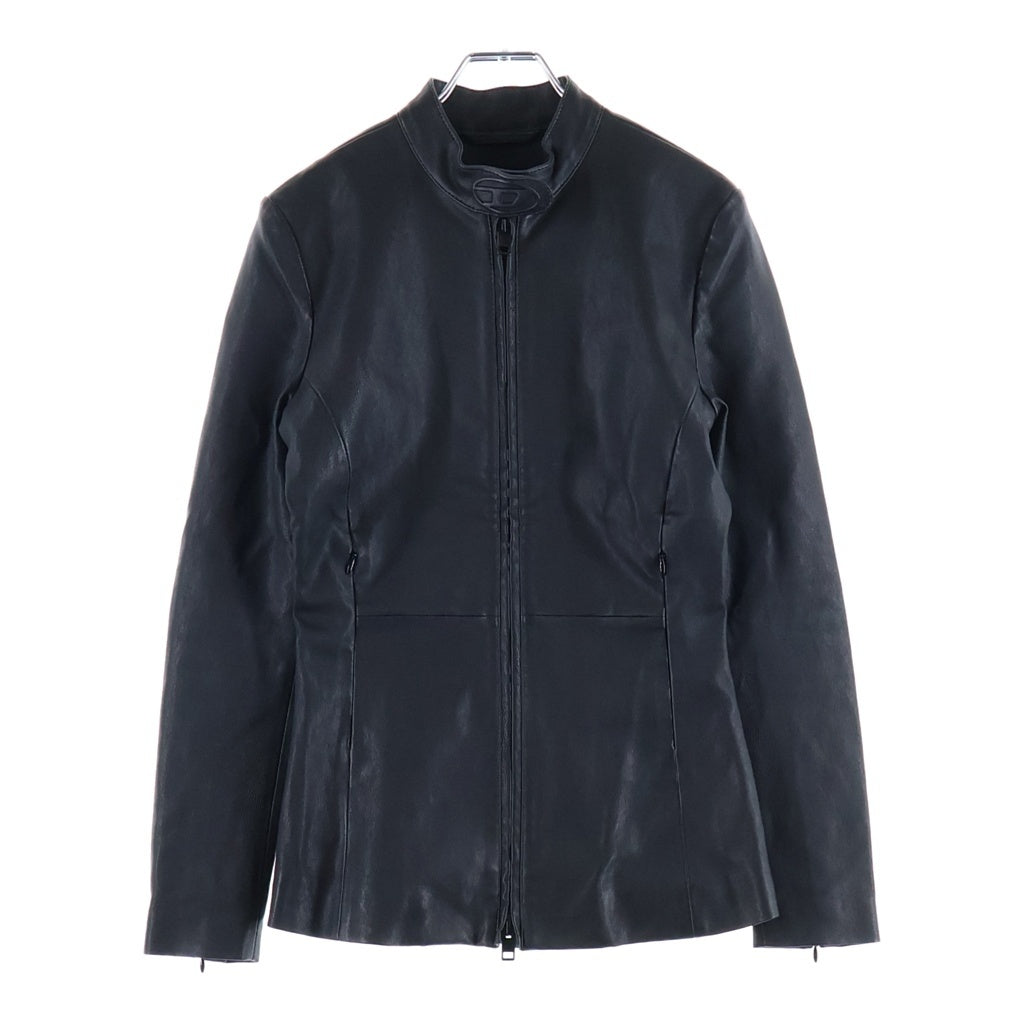 DIESEL(ディーゼル) L-SORY-N1 Leather Suit Jacket レザースーツジャケット ジップアップシープレザーシングルジャケット レディース ブラック A122200THAF