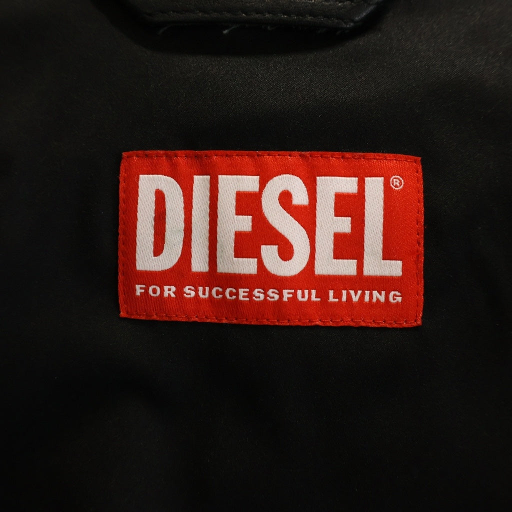 DIESEL(ディーゼル) L-SORY-N1 Leather Suit Jacket レザースーツジャケット ジップアップシープレザーシングルジャケット レディース ブラック A122200THAF