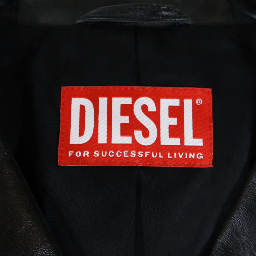 DIESEL(ディーゼル) L-ORY Leather And Denim Coat レザーアンドデニムコート ドッキングロングコート レディース ブラック A140100LIBI