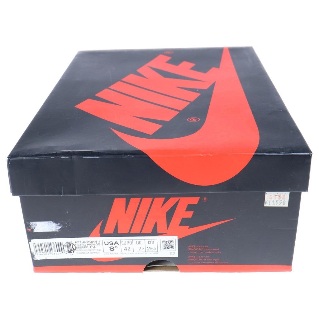 NIKE(ナイキ) AIR JORDAN 1 RETRO HIGH OG UNIVERCITY BLUE エアジョーダン1 ハイ ユニバーシティーブルー ハイカットスニーカー ブルー/ホワイト US8.5/26.5cm 555088-134