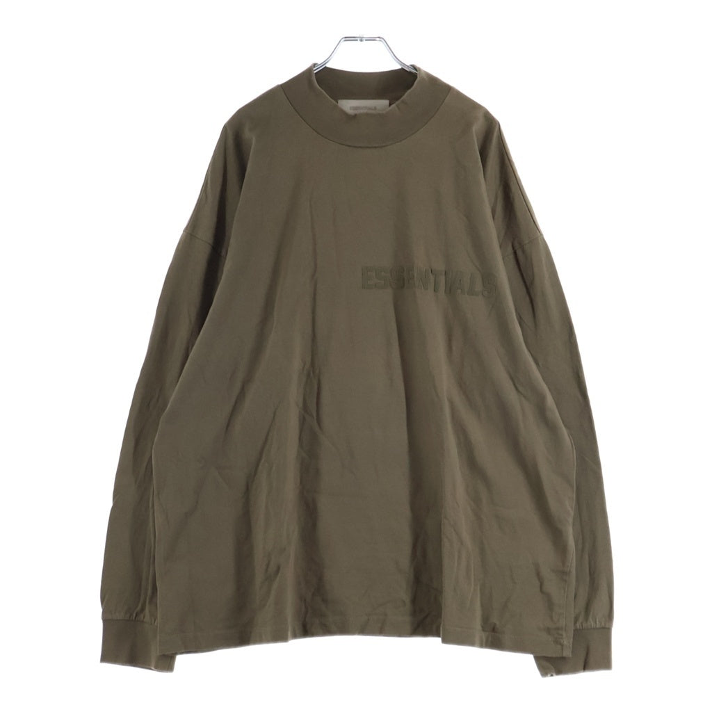FEAR OF GOD ESSENTIALS(フィアオブゴッド エッセンシャルズ) FELT LOGO L/S TEE フェルトロゴロングスリーブTシャツ クルーネック長袖モックネックTシャツ ブラウン