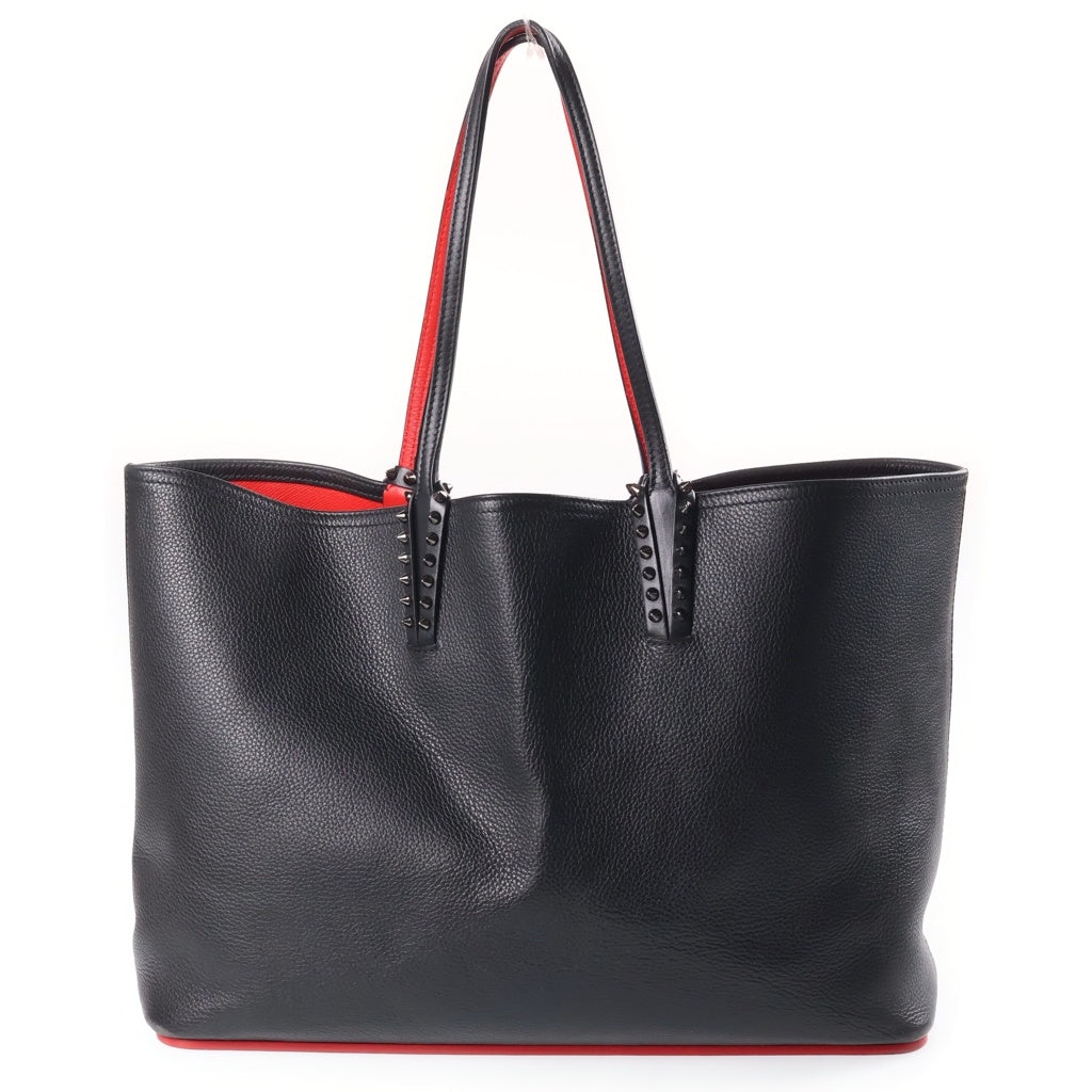 CHRISTIAN LOUBOUTIN(クリスチャンルブタン) CABATA Tote Bag カバタトートバッグ レザースタッズトートバッグ ブラック/レッド レディース
