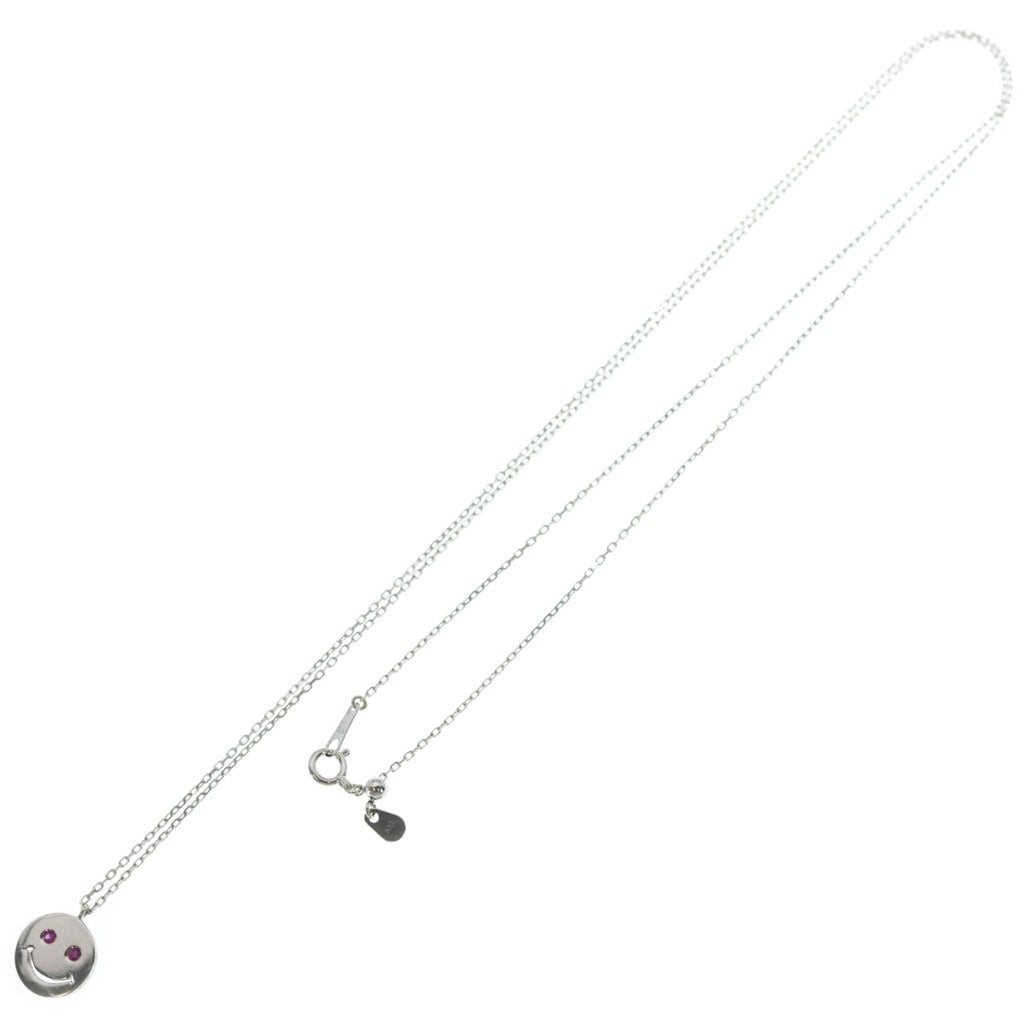 NO BRAND(ノーブランド) Ex'position エクスポジション Ruby Smiley Face Necklace ルビースマイリーフェイスネックレス K10 フェイスモチーフネックレス シルバー