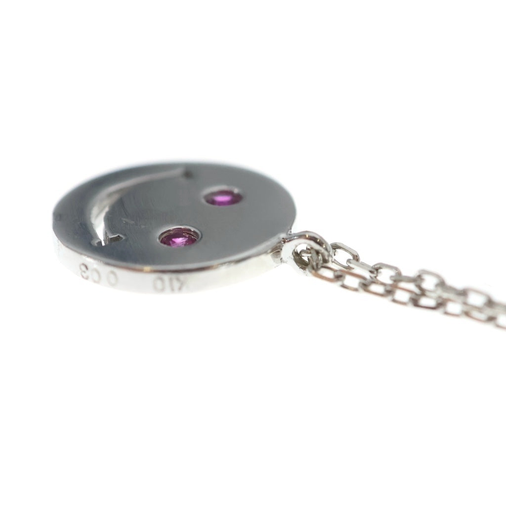 NO BRAND(ノーブランド) Ex'position エクスポジション Ruby Smiley Face Necklace ルビースマイリーフェイスネックレス K10 フェイスモチーフネックレス シルバー