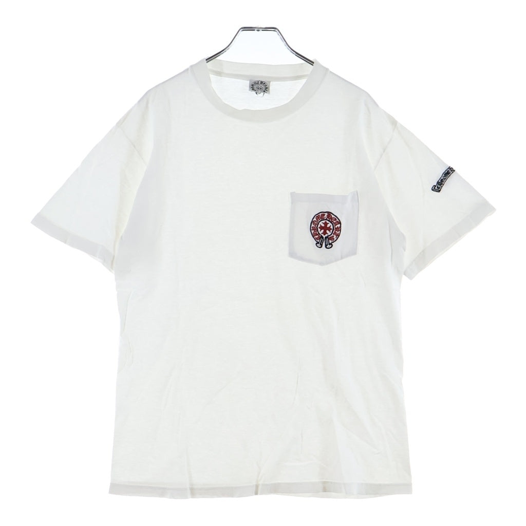 CHROME HEARTS(クロムハーツ) OLD CH PLS S/S オールド CHプラス刺繍 クルーネック半袖Tシャツ ホワイト/レッド