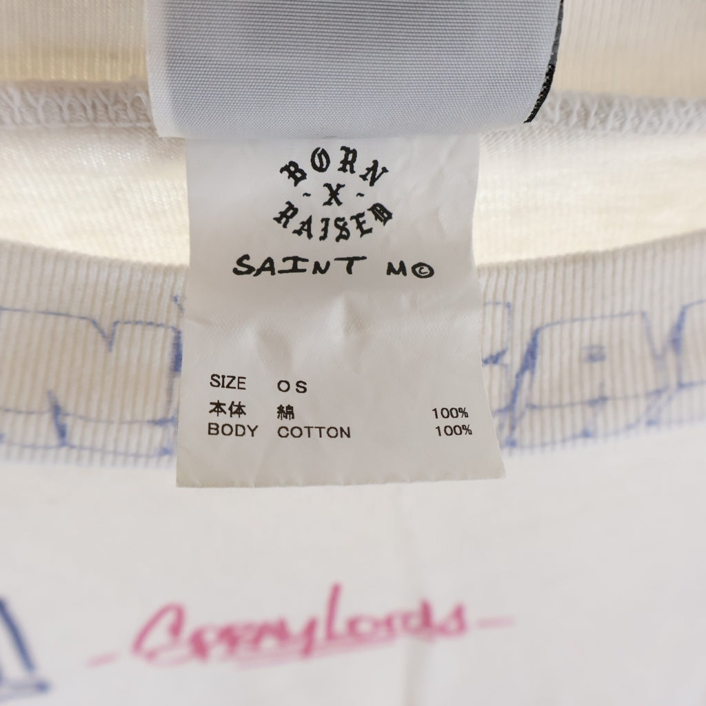 SAINT MICHAEL(セントマイケル) 24SS ×BORN X RAISED BR LS TEE ボーンアンドレイズド グラフィック 総柄プリント ロングスリーブ 長袖Tシャツ カットソー ホワイト SM-YS8-0000-C10