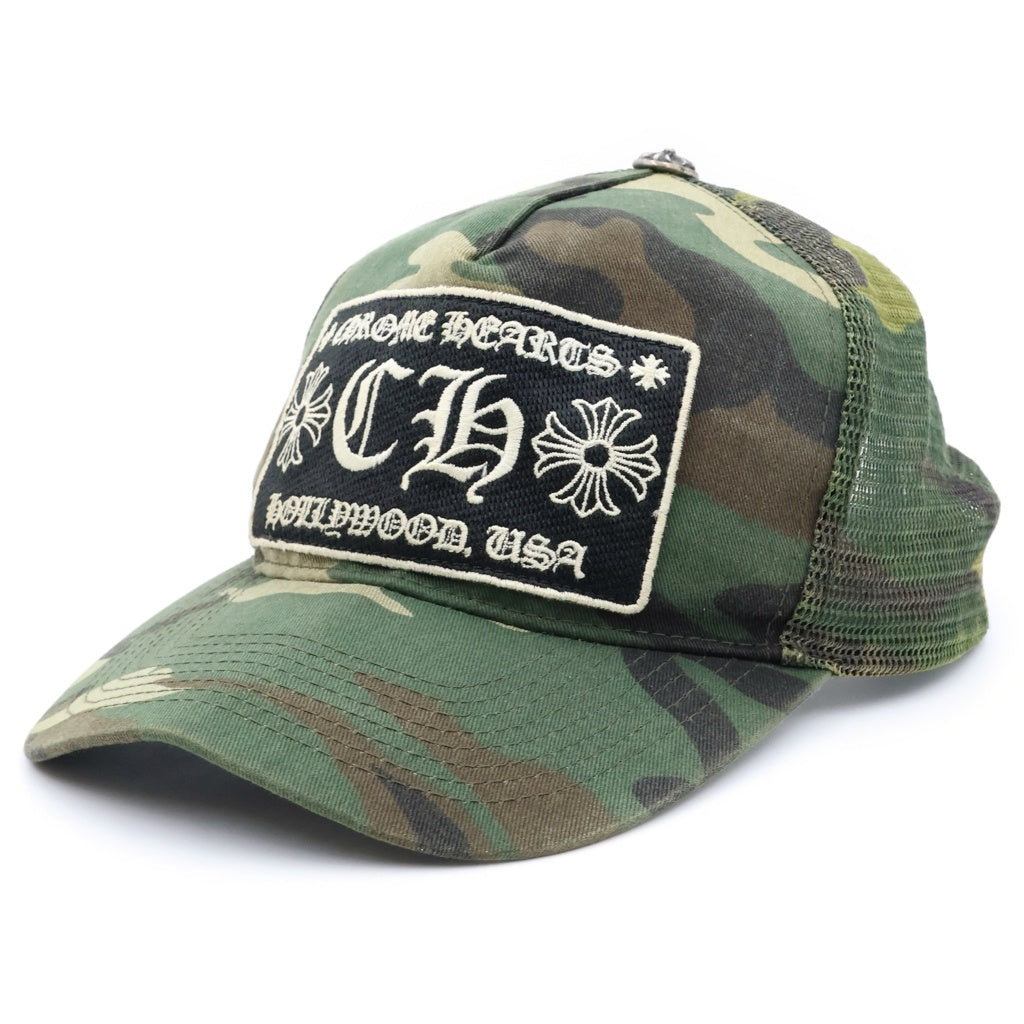 CHROME HEARTS(クロムハーツ) TRUCKER CAP トラッカーキャップ CHパッチ クロスボール カモフラ メッシュ帽子 カーキ