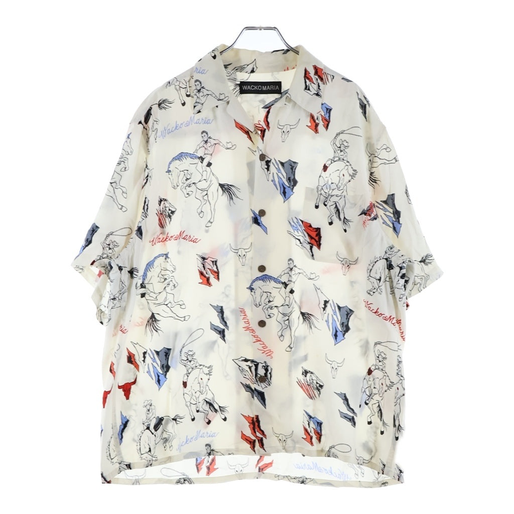 WACKO MARIA(ワコマリア) 25SS HAWAIIAN SHIRT フロントポケット 総柄 ハワイアン 半袖シャツ ホワイト 25SS-WMS-HI04