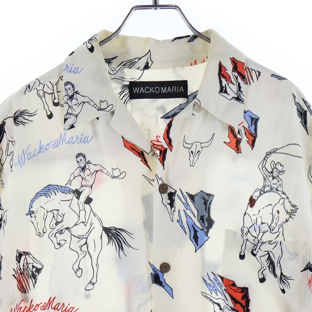 WACKO MARIA(ワコマリア) 25SS HAWAIIAN SHIRT フロントポケット 総柄 ハワイアン 半袖シャツ ホワイト 25SS-WMS-HI04