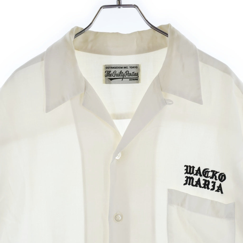 WACKO MARIA(ワコマリア) 50'S OPEN COLLAR SHIRT ロゴ刺繍 オープンカラー フロントポケット 半袖シャツ ホワイト
