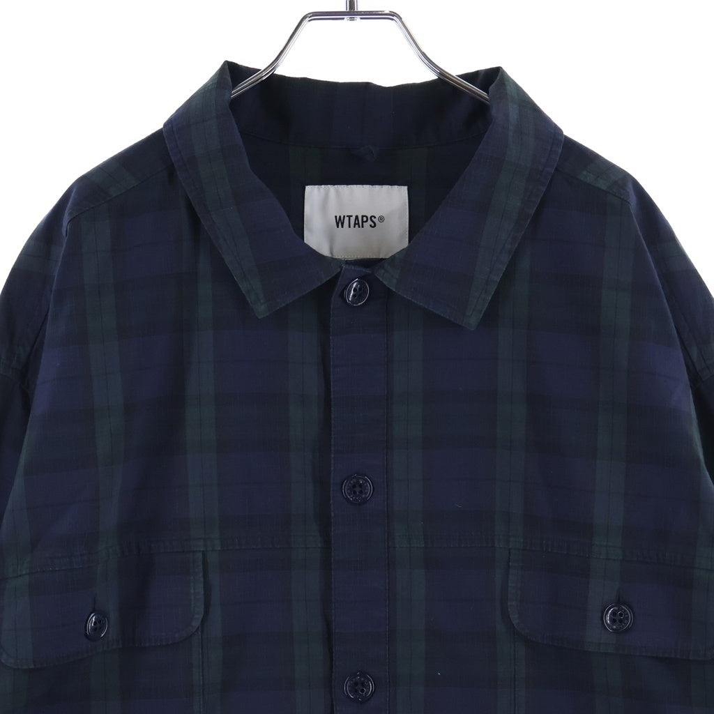 WTAPS(ダブルタップス) 21SS フロントポケット チェック柄 長袖シャツ ネイビー 211GWDT-SHM01
