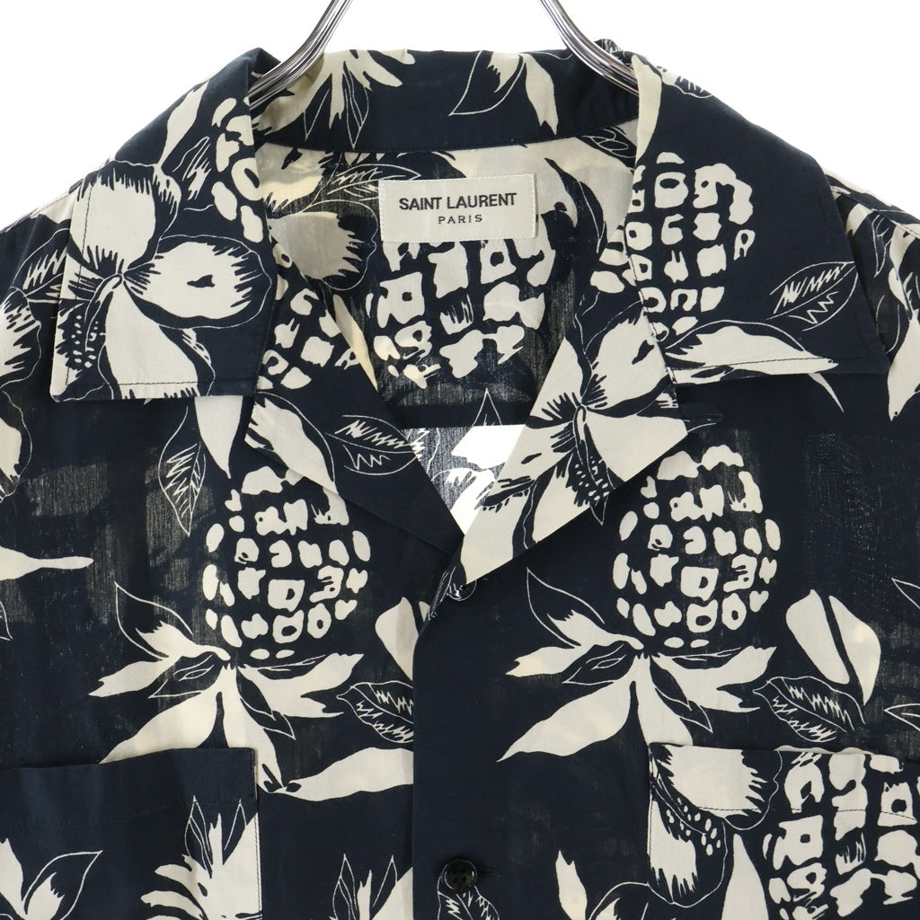 SAINT LAURENT PARIS(サンローランパリ) 17SS By Anthony Vaccarello Aloha S/S Shirts アンソニーバカレロ期 ハイビスカス パイナップル半袖シャツ 415167 Y316P 1068 ブラック