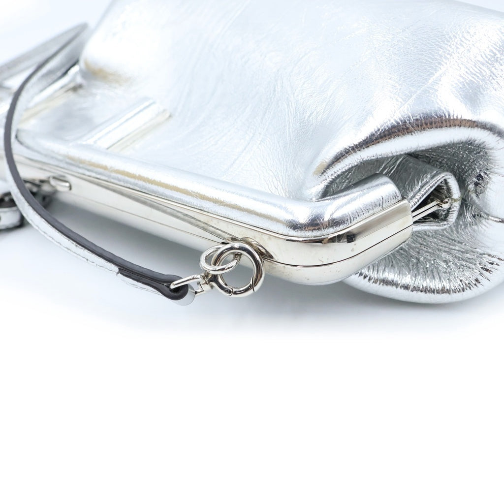 FENDI(フェンディ) First Small ファーストスモール レザー2Way クラッチショルダーバッグ 8BP129 シルバー レディース