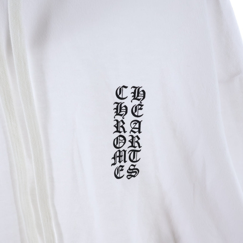 CHROME HEARTS(クロムハーツ) VERTICAL LOGO HOODIE バーティカルロゴ アームロゴプリント スウェット プルオーバーパーカー ホワイト