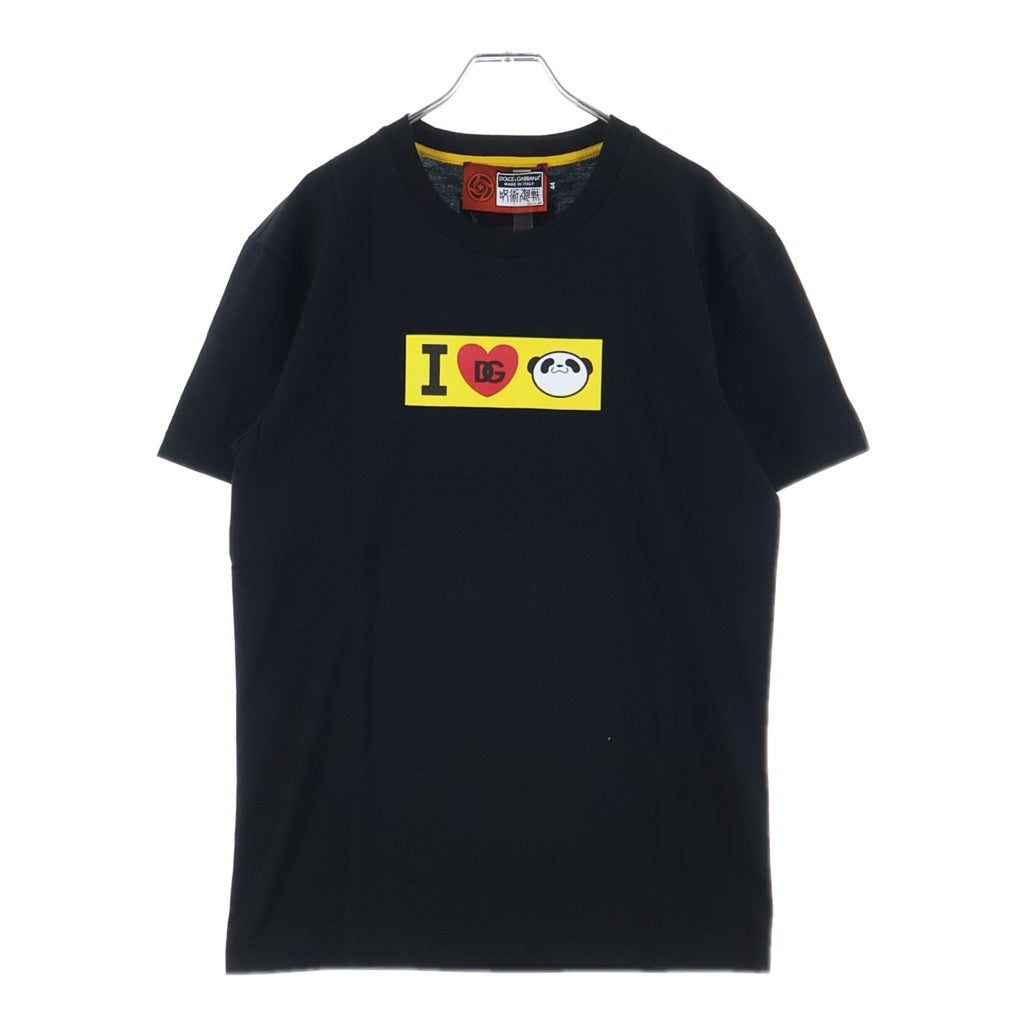 DOLCE & GABBANA(ドルチェアンドガッバーナ) ×呪術廻戦 I Love Panda T-Shirts アイラブパンダTシャツ ロゴプリントクルーネック半袖Tシャツ ブラック I8AGDZ FU7EQ