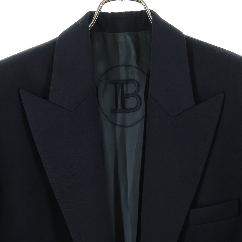 BALMAIN(バルマン) Front Open Button Jacket フロントオープンボタンジャケット ピークドラペルダブルテーラードジャケット ブラック I015WB05