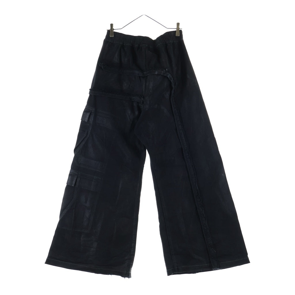 DRKSHDW(ダークシャドウ) 25SS IMBALANCED DOUBLE CARGO JUMBO BELAS インバランスドダブルカーゴジャンボベラ コーティングドッキングワイドカーゴパンツ ブラック DU01E3375-DCF