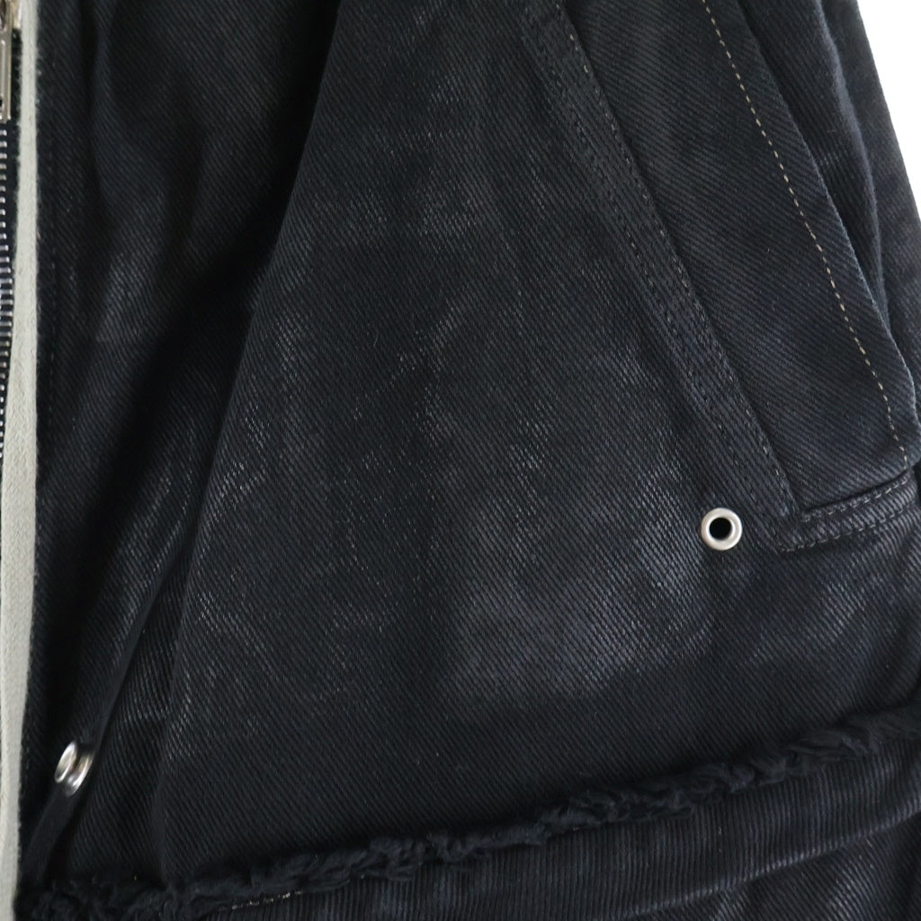 DRKSHDW(ダークシャドウ) 25SS IMBALANCED DOUBLE CARGO JUMBO BELAS インバランスドダブルカーゴジャンボベラ コーティングドッキングワイドカーゴパンツ ブラック DU01E3375-DCF