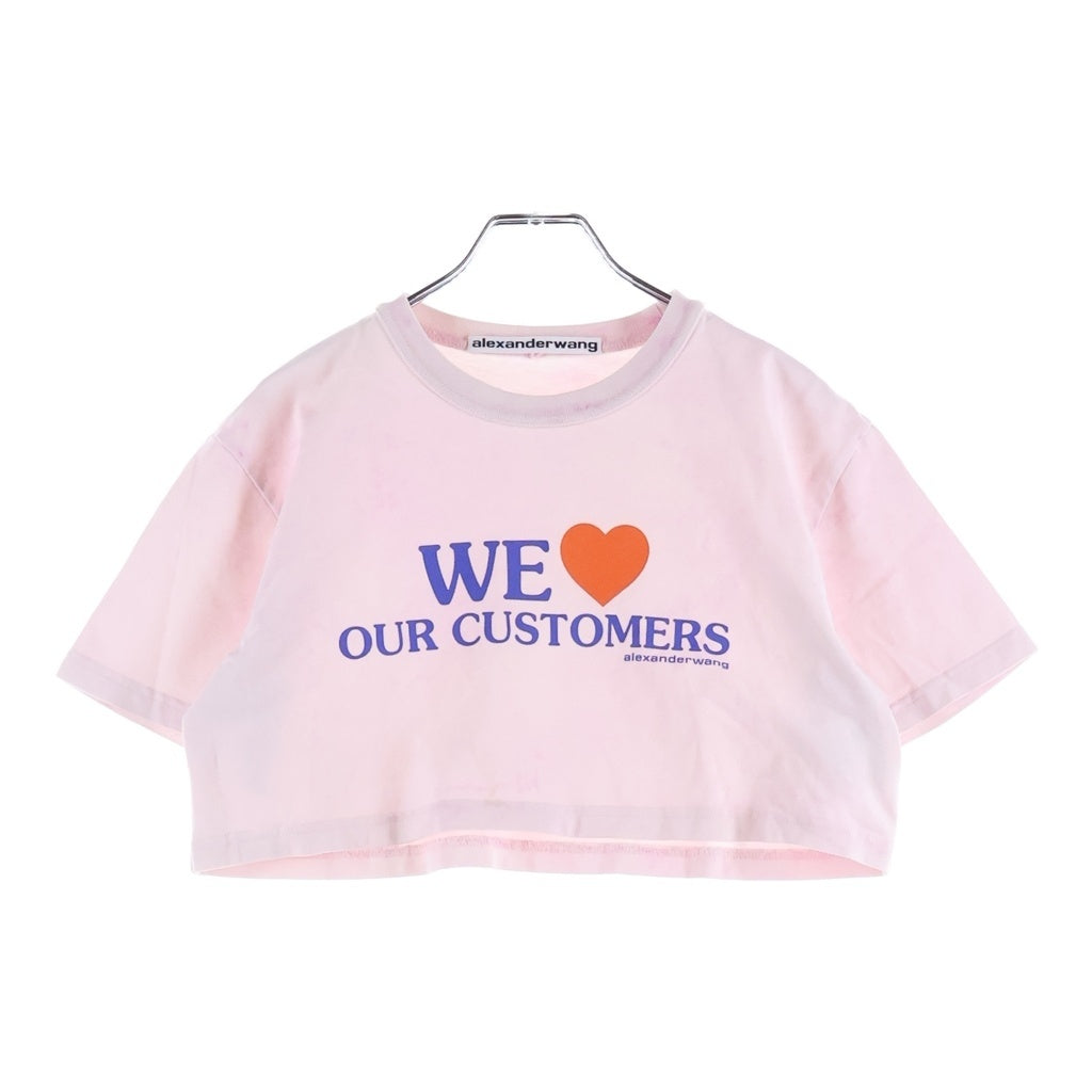 ALEXANDER WANG(アレキサンダーワン) We Love Our Customers Cropped Tee ウィーラブアワーカスタマーズクロップドTシャツ ロゴプリントクルーネッククロップド半袖Tシャツ レディース 1CC2241886