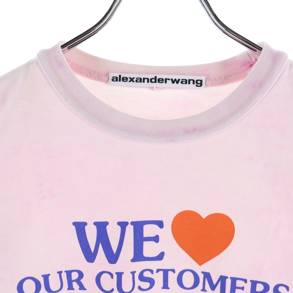 ALEXANDER WANG(アレキサンダーワン) We Love Our Customers Cropped Tee ウィーラブアワーカスタマーズクロップドTシャツ ロゴプリントクルーネッククロップド半袖Tシャツ レディース 1CC2241886