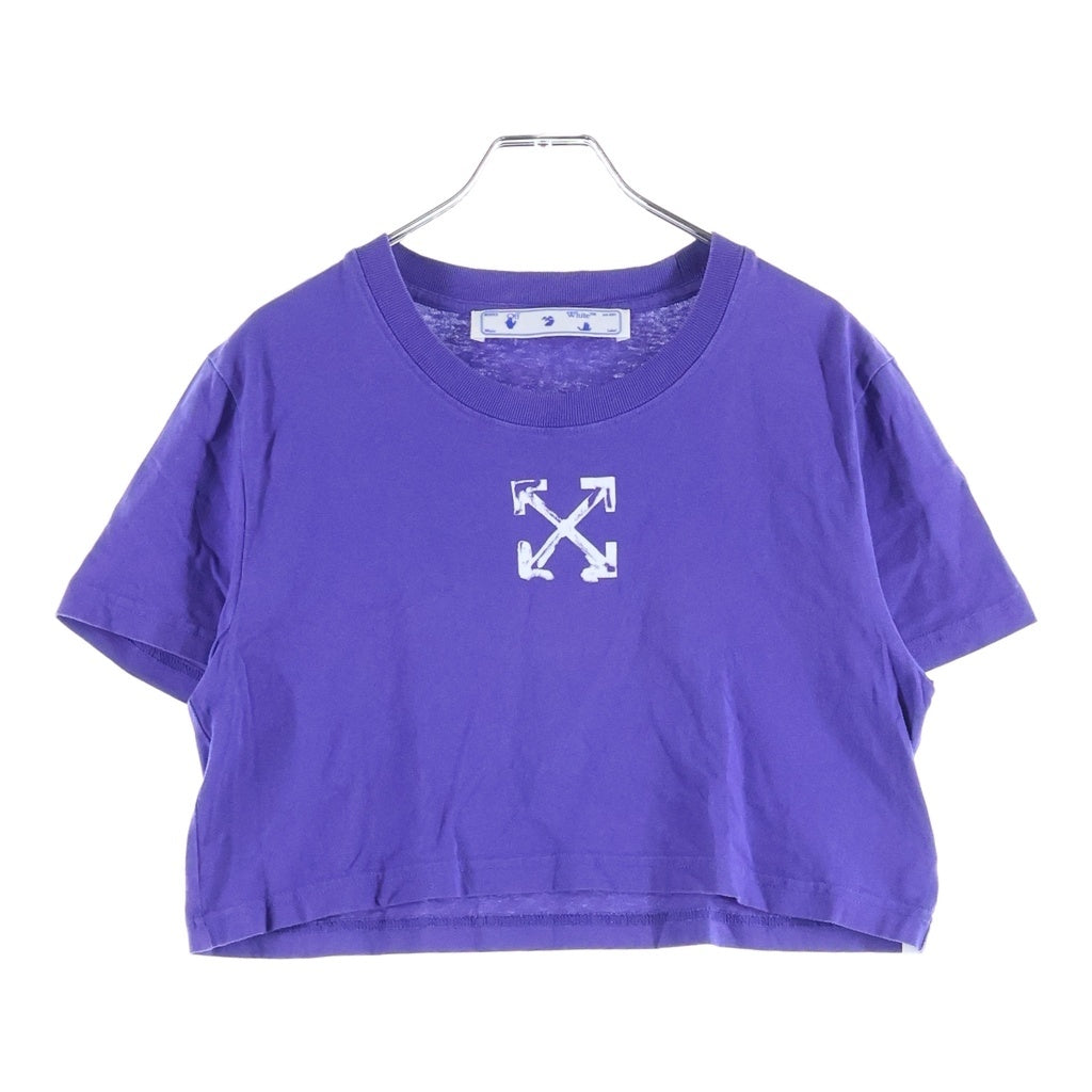 OFF-WHITE(オフホワイト) 20SS Arrows Logo Cropped Top アローズロゴクロップドトップ ロゴプリントクルーネッククロップド半袖Tシャツ パープル OWAA081S20JER001 レディース