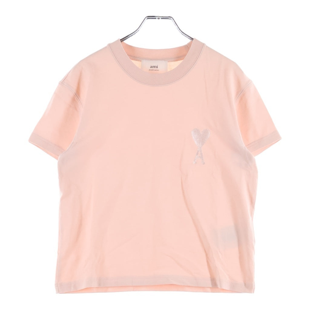 ami paris(アミパリス) Heart A Logo T-Shirts ハートAロゴTシャツ ロゴ刺繍クルーネック半袖Tシャツ ピンク SPEUTS055.726 レディース