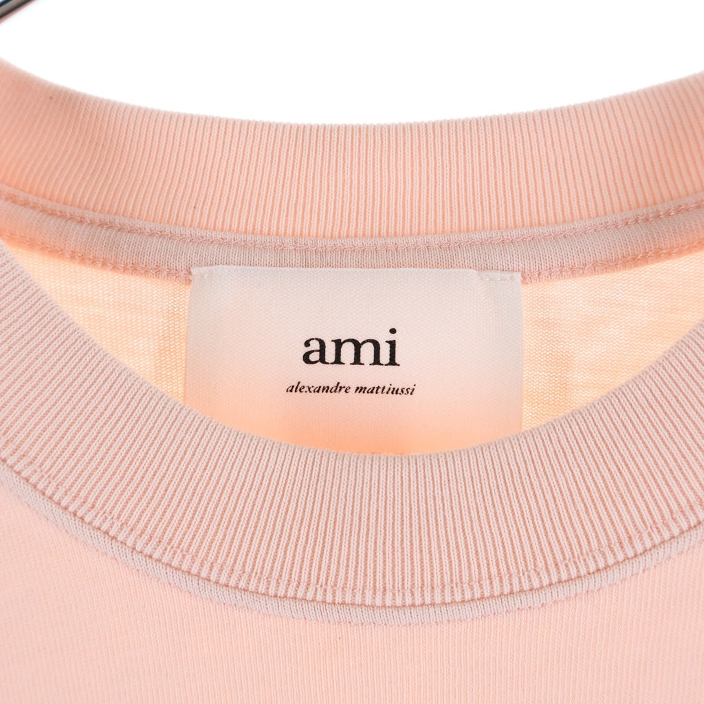 ami paris(アミパリス) Heart A Logo T-Shirts ハートAロゴTシャツ ロゴ刺繍クルーネック半袖Tシャツ ピンク SPEUTS055.726 レディース
