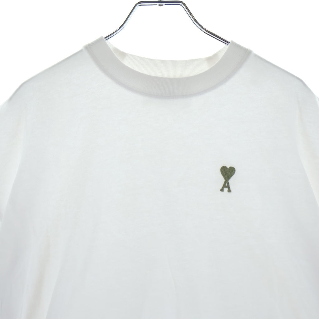 ami paris(アミパリス) Heart A Logo Cropped T-Shirts ハートAロゴクロップドTシャツ ロゴ刺繍クルーネック半袖Tシャツ SPFTS019.726 ホワイト レディース