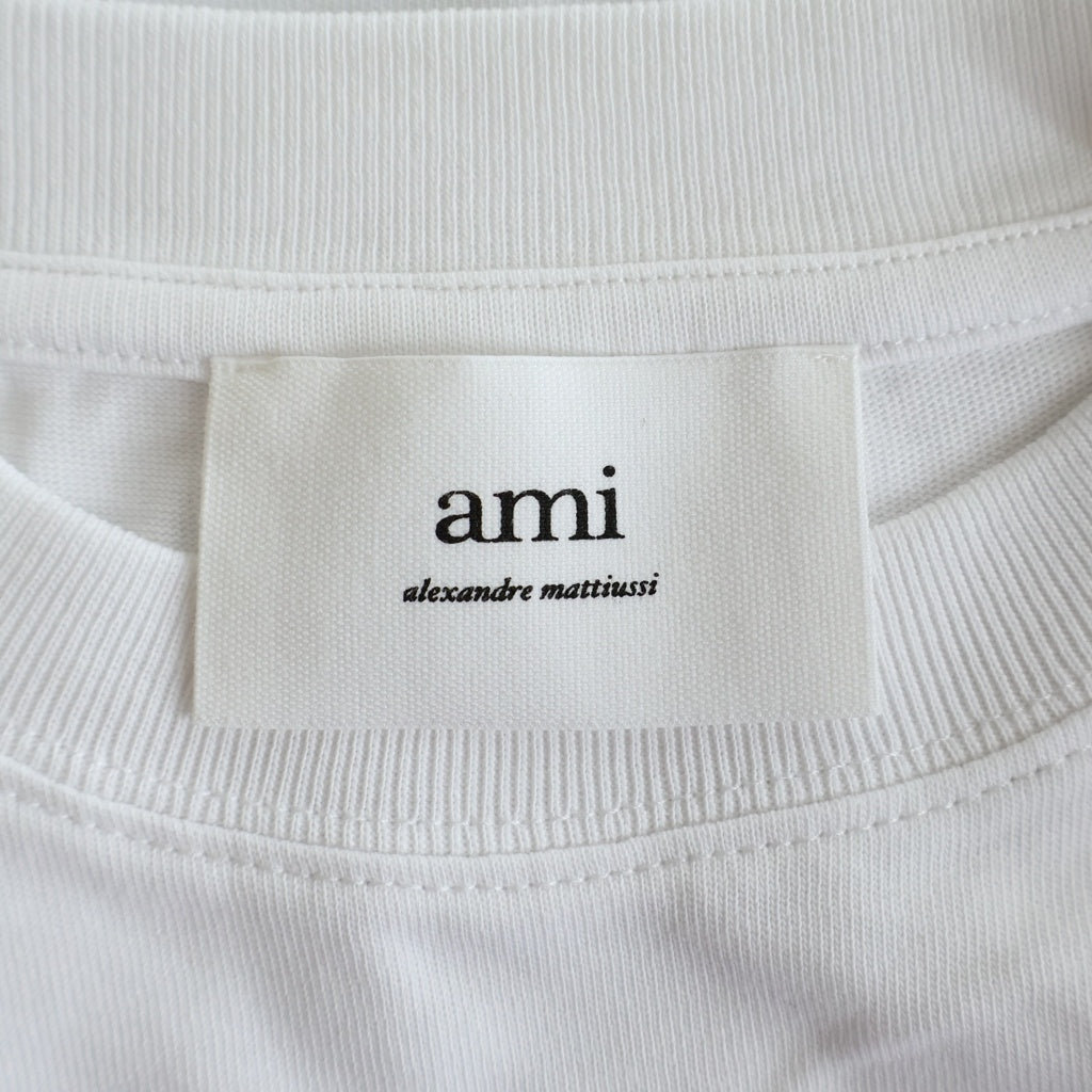 ami paris(アミパリス) Heart A Logo Cropped T-Shirts ハートAロゴクロップドTシャツ ロゴ刺繍クルーネック半袖Tシャツ SPFTS019.726 ホワイト レディース