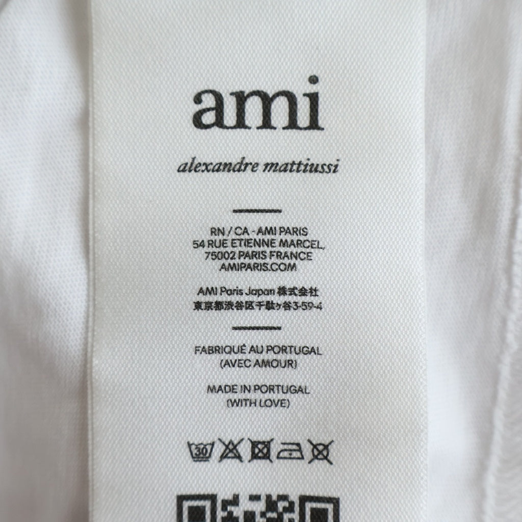 ami paris(アミパリス) Heart A Logo Cropped T-Shirts ハートAロゴクロップドTシャツ ロゴ刺繍クルーネック半袖Tシャツ SPFTS019.726 ホワイト レディース