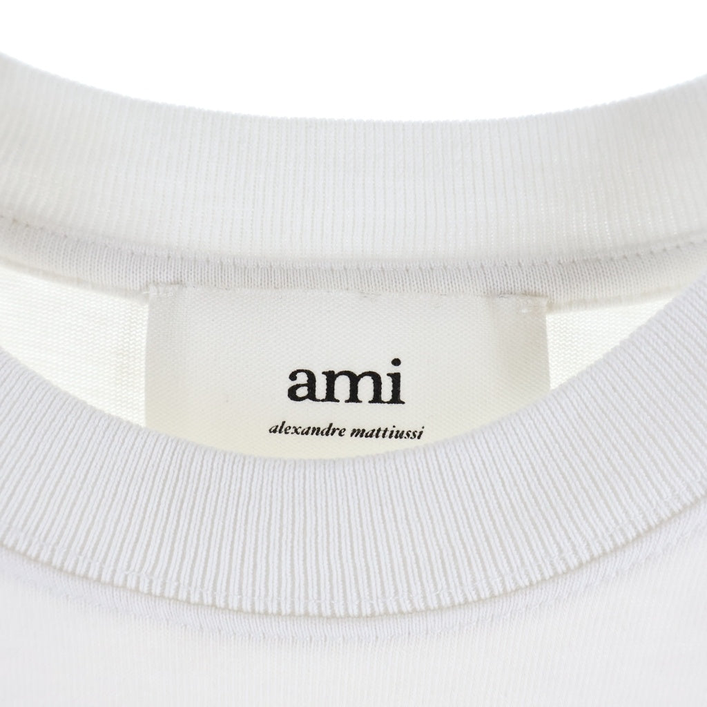 ami paris(アミパリス) Ami De Coeur T-Shirts アミドゥクゥールTシャツ ロゴ刺繍クルーネック半袖Tシャツ ホワイト UTS022.726 レディース