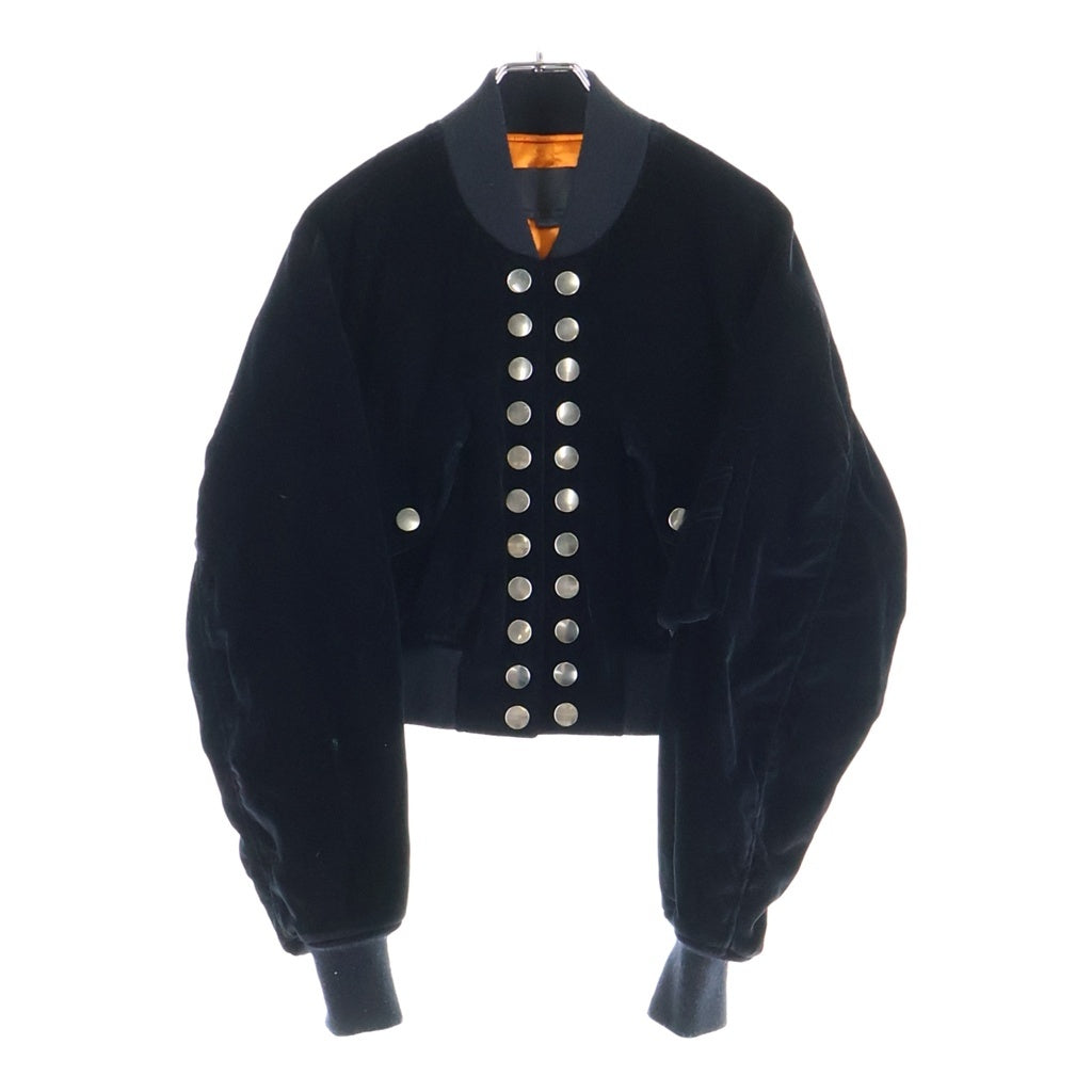 ALEXANDER WANG(アレキサンダーワン) Cropped MA-1 Jacket クロップドMA-1ジャケット ベロアショートボンバージャケット レディース ブラック 05T-01184313