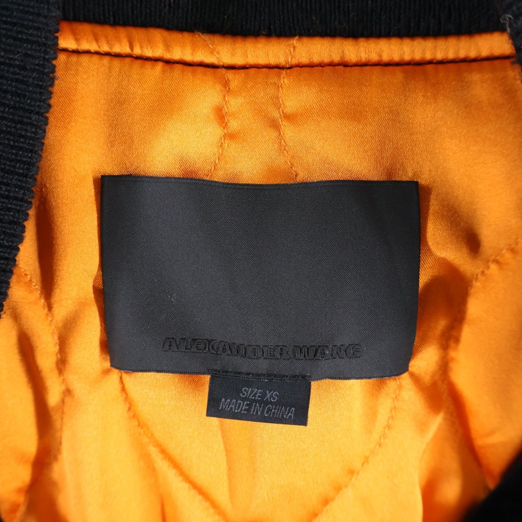 ALEXANDER WANG(アレキサンダーワン) Cropped MA-1 Jacket クロップドMA-1ジャケット ベロアショートボンバージャケット レディース ブラック 05T-01184313