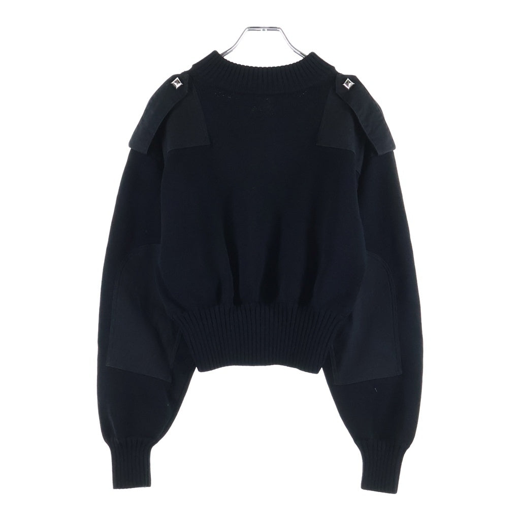 ALEXANDER WANG(アレキサンダーワン) V Neck Military Cropped Knit Vネックミリタリークロップドニット レディース クロップドセーター ブラック