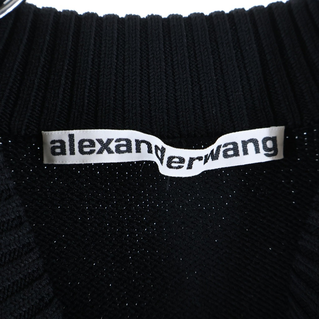 ALEXANDER WANG(アレキサンダーワン) V Neck Military Cropped Knit Vネックミリタリークロップドニット レディース クロップドセーター ブラック