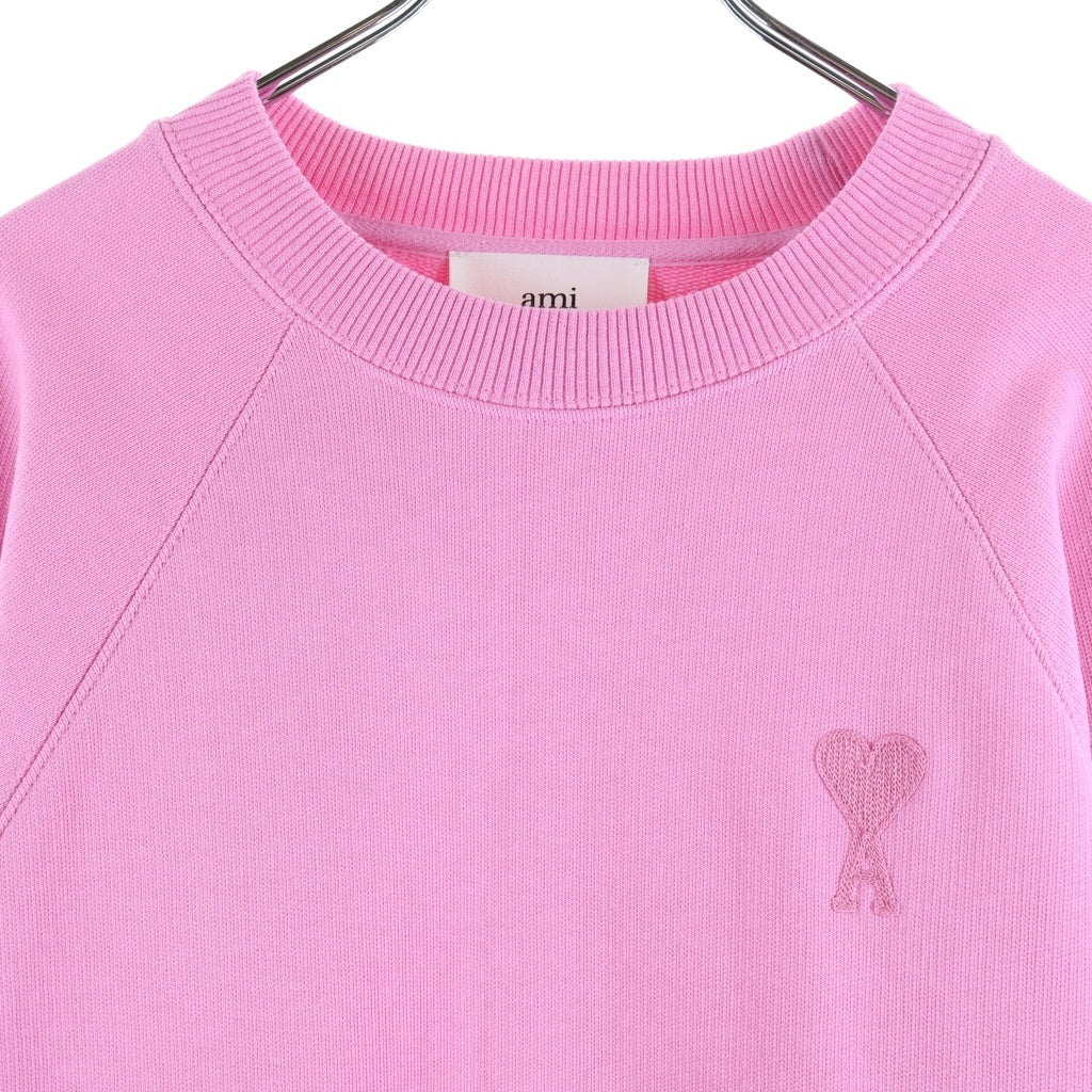 ami paris(アミパリス) Ami De Coeur Crewneck Sweatshirts アミドゥクールクルーネックスウェットシャツ ロゴ刺繍クルーネックスウェットトレーナー ピンク USW004.747 レディース