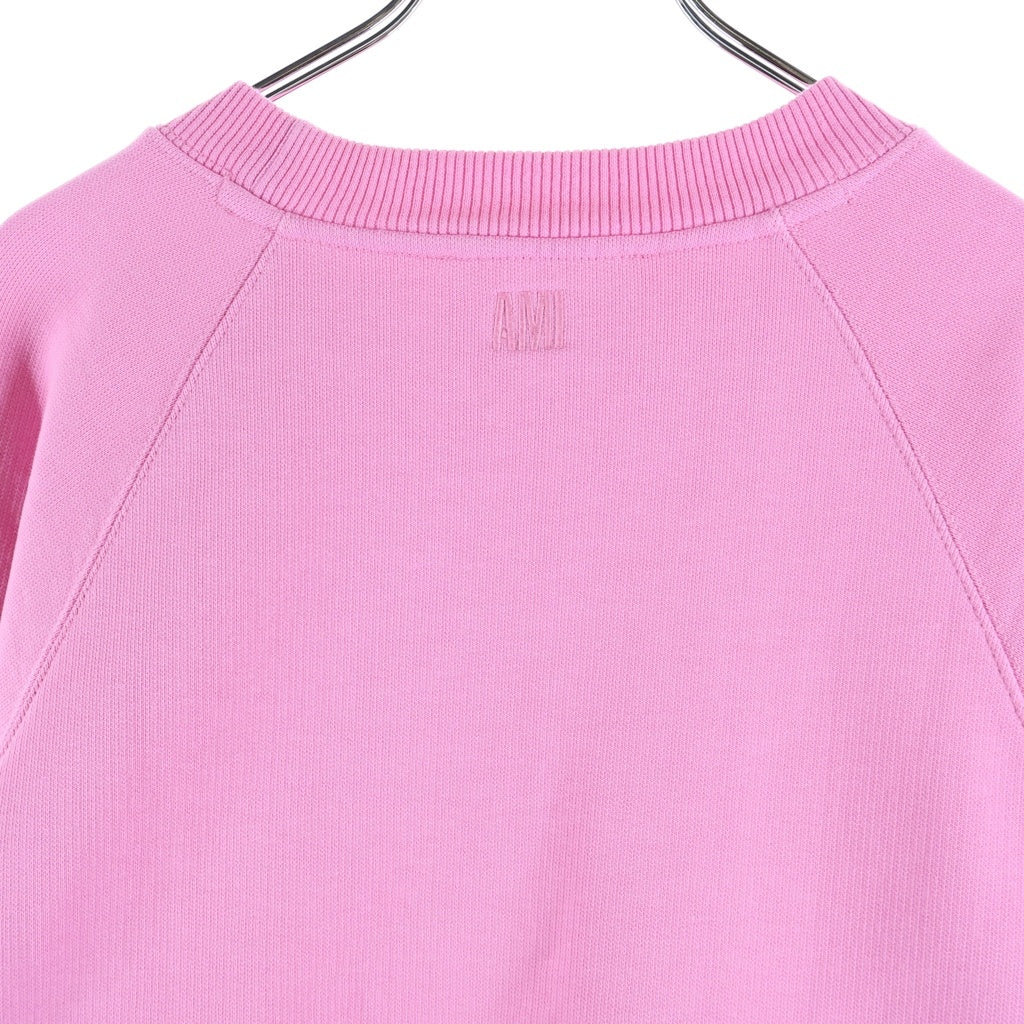 ami paris(アミパリス) Ami De Coeur Crewneck Sweatshirts アミドゥクールクルーネックスウェットシャツ ロゴ刺繍クルーネックスウェットトレーナー ピンク USW004.747 レディース