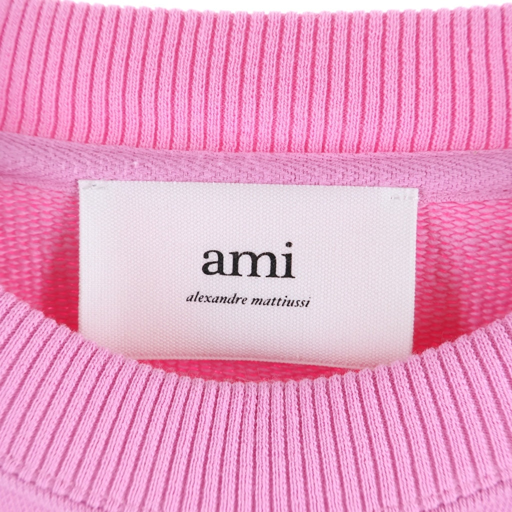 ami paris(アミパリス) Ami De Coeur Crewneck Sweatshirts アミドゥクールクルーネックスウェットシャツ ロゴ刺繍クルーネックスウェットトレーナー ピンク USW004.747 レディース