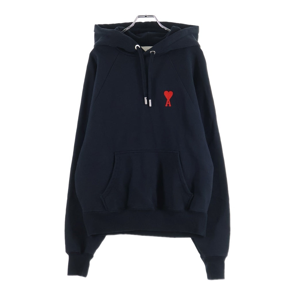 ami paris(アミパリス) Ami De Coeur Hoodie アミドゥクールフーディー ロゴ刺繍スウェットパーカー ブラック USW204.747