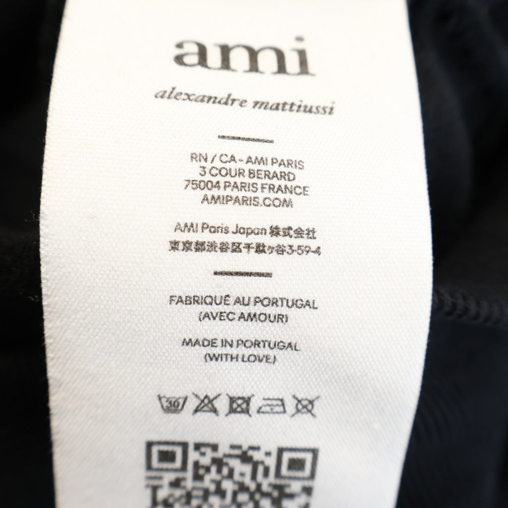 ami paris(アミパリス) Ami De Coeur Hoodie アミドゥクールフーディー ロゴ刺繍スウェットパーカー ブラック USW204.747