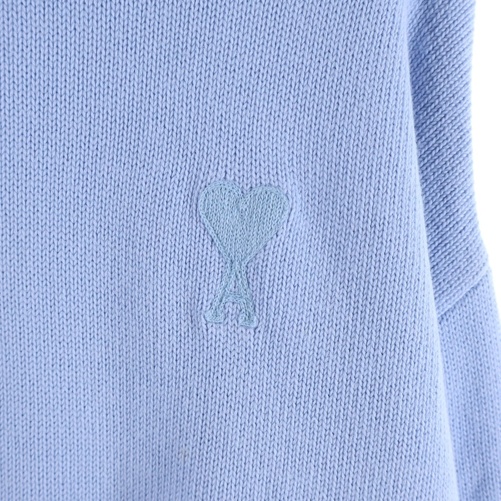 ami paris(アミパリス) Ami De Coeur Knit アミドゥクールニット ロゴ刺繍クルーネックニットセーター ライトブルー UKS008.016