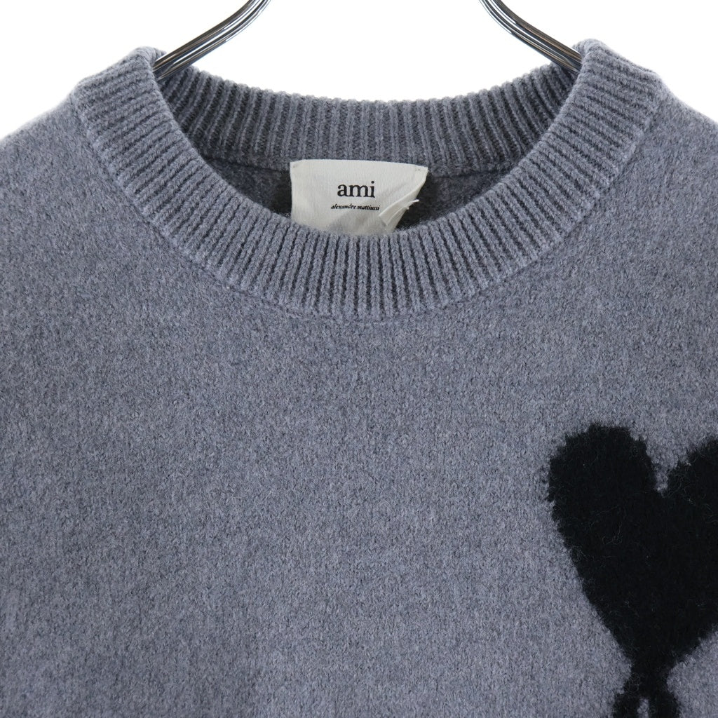 ami paris(アミパリス) ADC Crewneck Knit Sweater ADCクルーネックニットセーター ロゴ刺繍クルーネックニットセーター グレー UKS002.018
