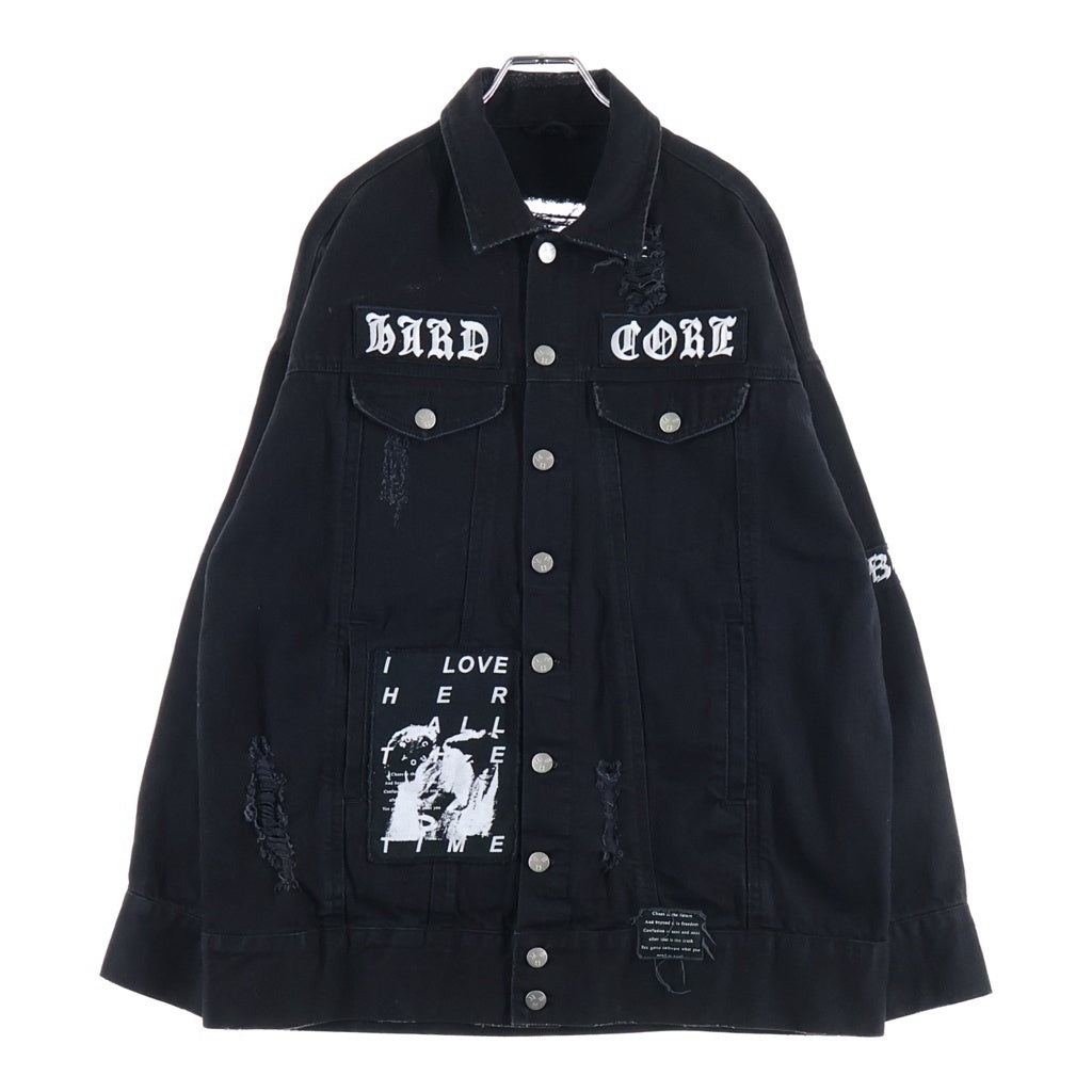 MISBHV(ミスビヘイブ) Hard Core Patch Denim Jacket ハードコアパッチデニムジャケット ダメージ加工オーバーサイズデニムジャケット ブラック 912391