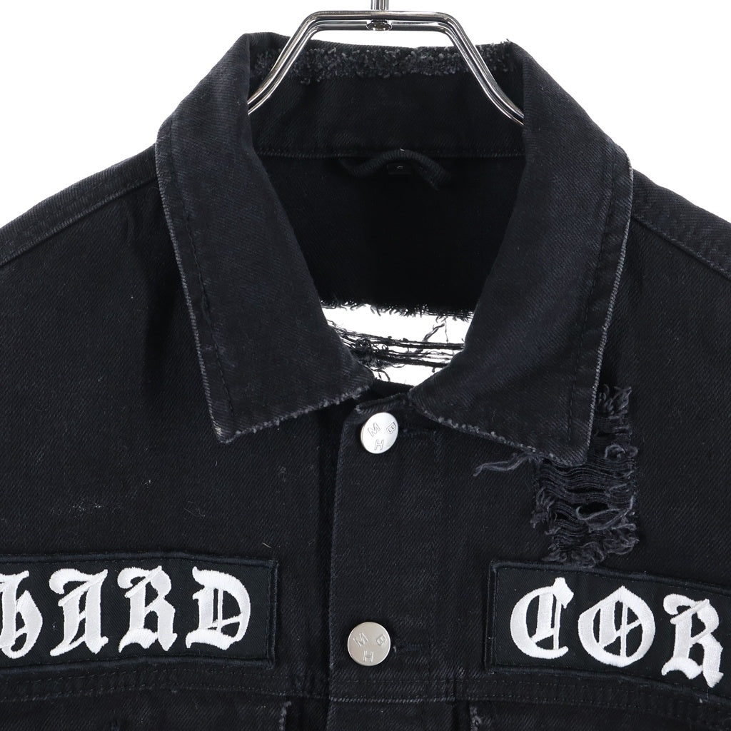 MISBHV(ミスビヘイブ) Hard Core Patch Denim Jacket ハードコアパッチデニムジャケット ダメージ加工オーバーサイズデニムジャケット ブラック 912391