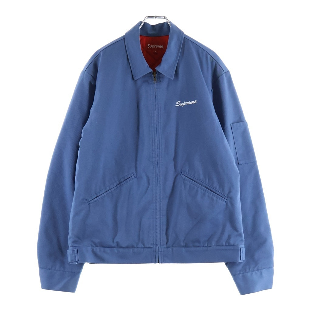 SUPREME(シュプリーム) 16AW ×Playboy Work Jacket ×プレイボーイ ワークジャケット ロゴ刺繍キルティングライナージップアップジャケット ライトブルー