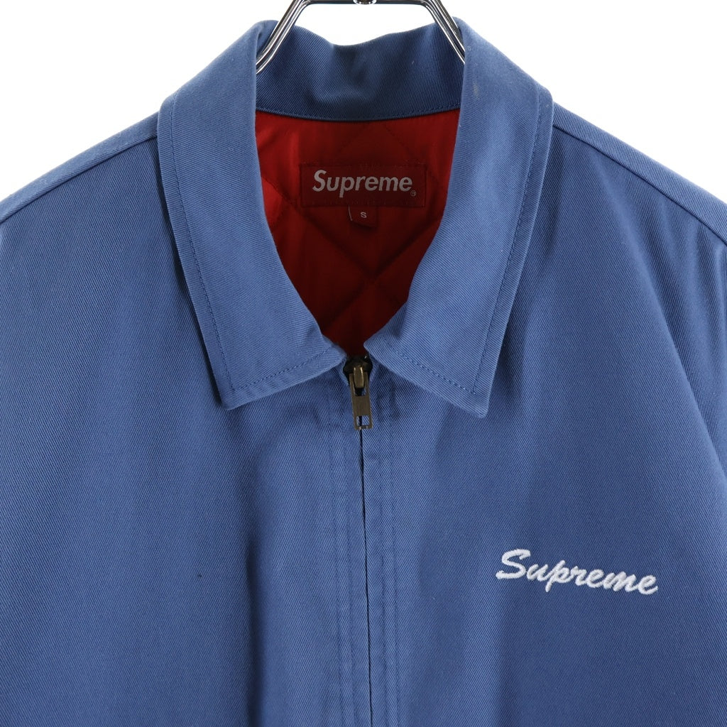 SUPREME(シュプリーム) 16AW ×Playboy Work Jacket ×プレイボーイ ワークジャケット ロゴ刺繍キルティングライナージップアップジャケット ライトブルー